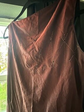 Satin Copper-Brown Beaded Tank Top